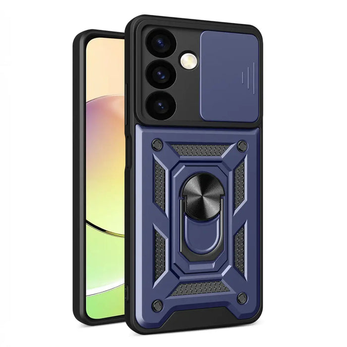 Hybrid Armor Camshield case for Xiaomi POCO C65 / Redmi 13C armored case with camera cover - blue - Cell phone cases