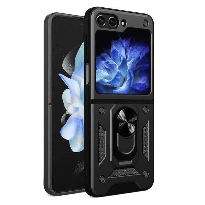 Hybrid Armor Camshield Case for Z Flip 5 5G with Camera Protector - Black - Cell phone cases and covers<<<HurtelXML