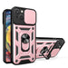 Hybrid Armor Camshield Case with Stand and Camera Cover for iPhone 15 Plus - Pink - Cell phone cases