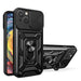 Hybrid Armor Camshield Case with Stand and Camera Cover for iPhone 15 Plus - Black - Cell phone cases