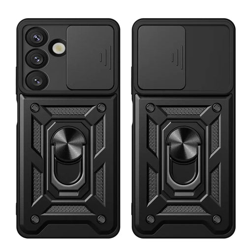 Hybrid Armor Camshield Case with Stand and Camera Cover for Oppo F29 5G - Black - Cell phone cases