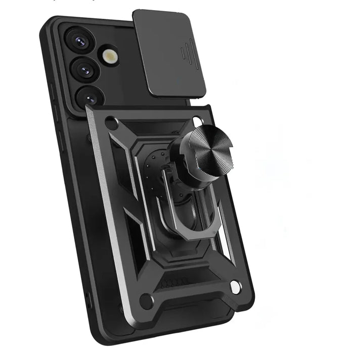 Hybrid Armor Camshield Case with Stand and Camera Cover for Samsung Galaxy M16 5G / F16 5G - Black - Cell phone cases