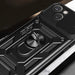Hybrid Armor Camshield iPhone 15 Case with Stand and Camera Cover - Blue - Cell phone cases and covers<<<HurtelXML