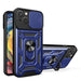 Hybrid Armor Camshield iPhone 15 Case with Stand and Camera Cover - Blue - Cell phone cases and covers<<<HurtelXML