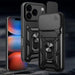 Hybrid Armor Camshield iPhone 17 Pro Case with Stand and Camera Cover - Black - Cell phone cases and covers<<<HurtelXML