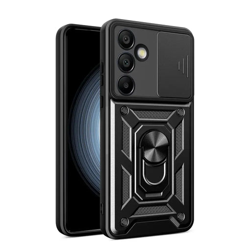 Hybrid Armor Camshield with Camera Cover and Metal Ring for Samsung Galaxy S24 FE - Black - Cell phone cases