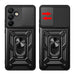 Hybrid Armor Camshield with Camera Cover and Metal Ring for Samsung Galaxy S24 FE - Black - Cell phone cases