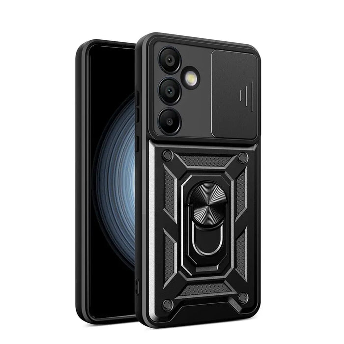 Hybrid Armor Camshield with Stand and Camera Cover for Samsung Galaxy A36 - Black - Cell phone cases