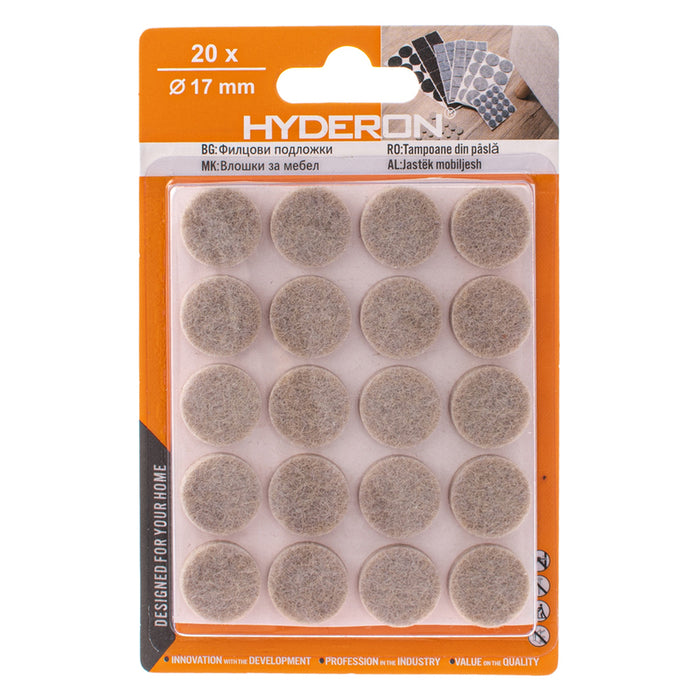FELT ROUND PAD IN BLISTER 20PCS. HYDERON PFK-17B