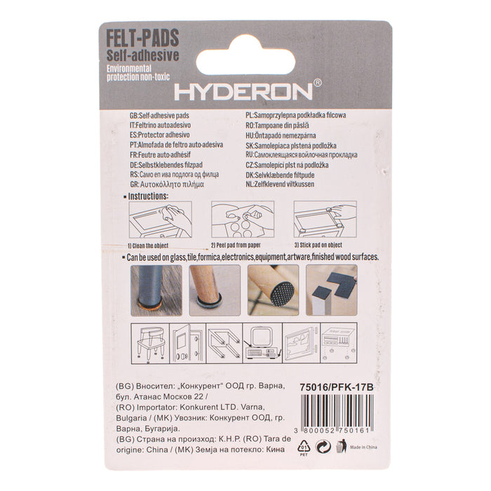 FELT ROUND PAD IN BLISTER 20PCS. HYDERON PFK-17B