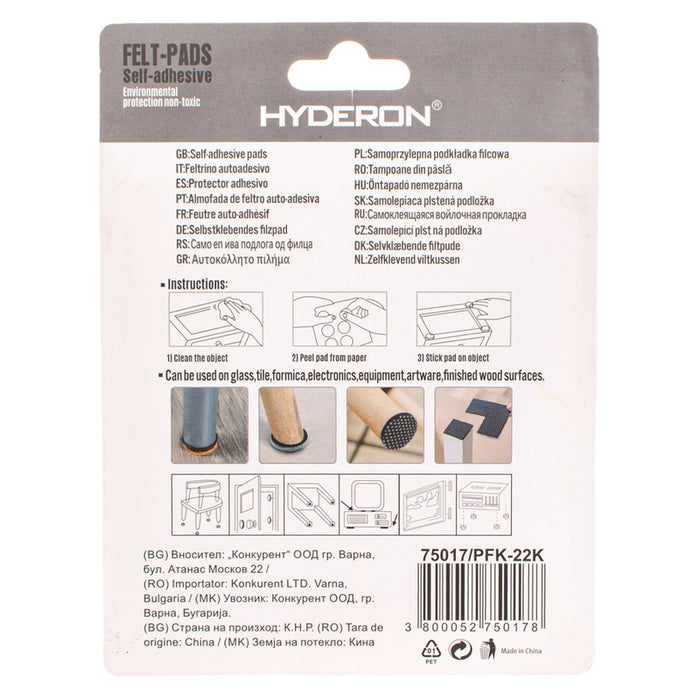 FELT ROUND PAD IN BLISTER 16PCS. HYDERON PFK-22K