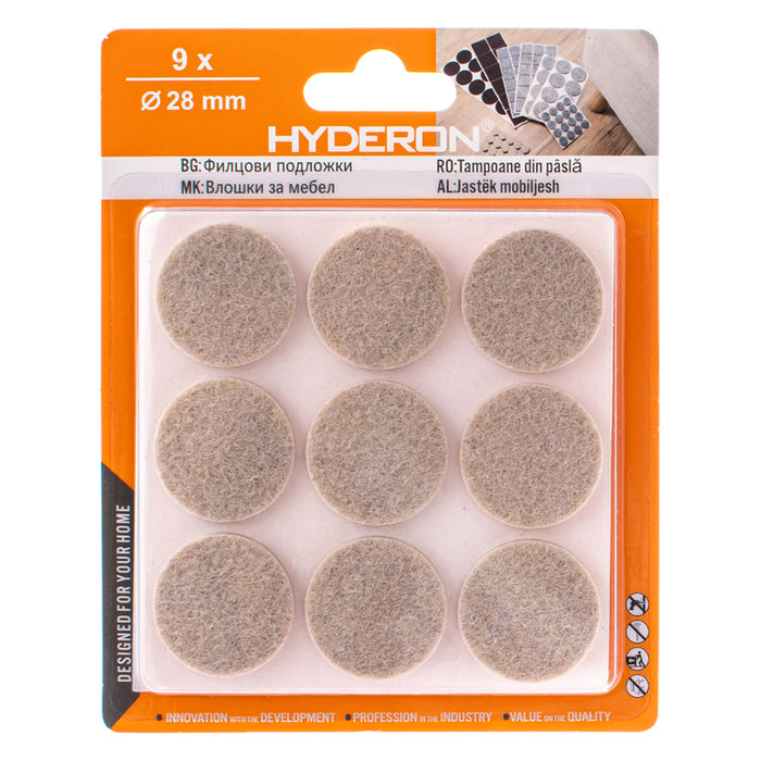 FELT ROUND PAD IN BLISTER 9PCS. HYDERON PFK-28B