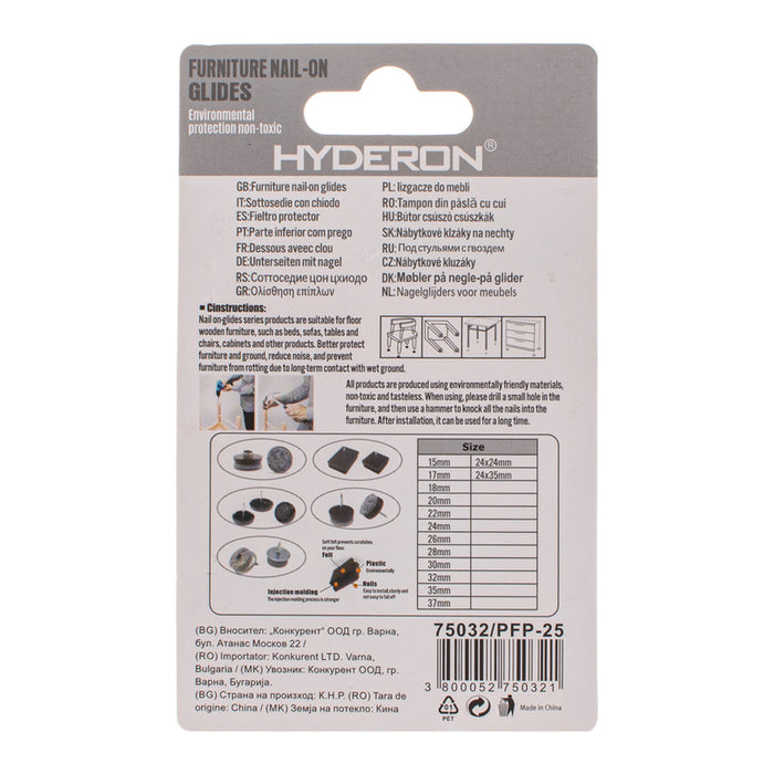 FELT PAD WITH NAIL IN BLISTER 8PCS. HYDERON PFP-25
