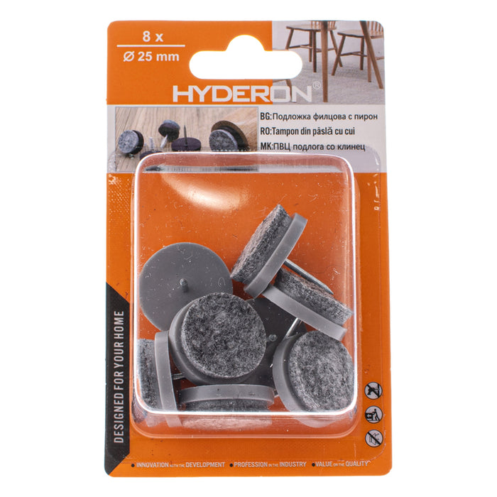 FELT PAD WITH NAIL IN BLISTER 8PCS. HYDERON PFP-25