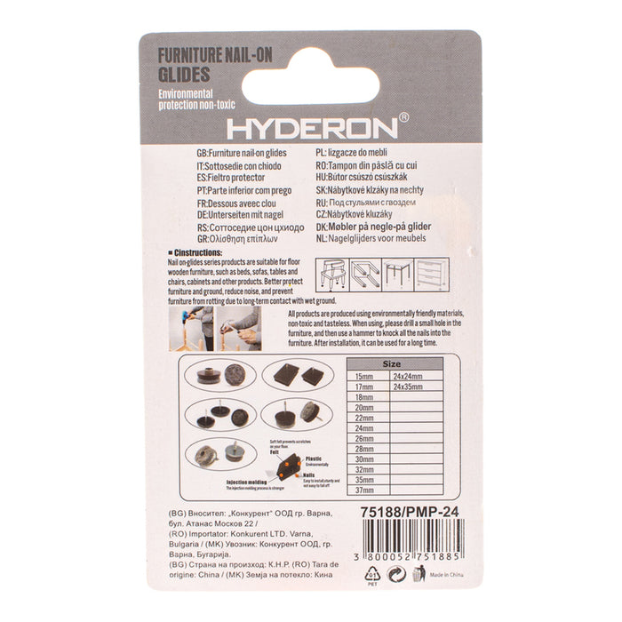 FELT PAD METAL FRAME IN BLISTER 4PCS. HYDERON PMP-24