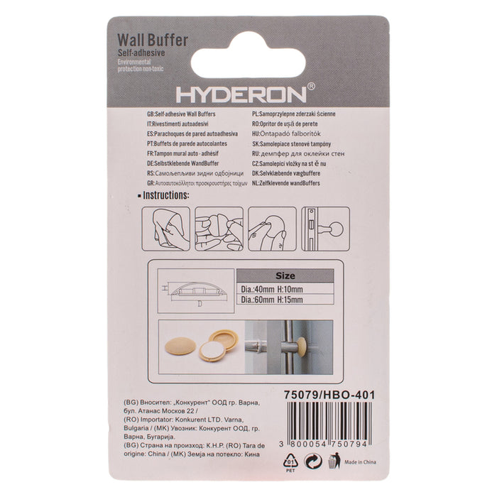 DOOR BUFFER WHITE 40 MM 2 PACK HYDERON HBO-401