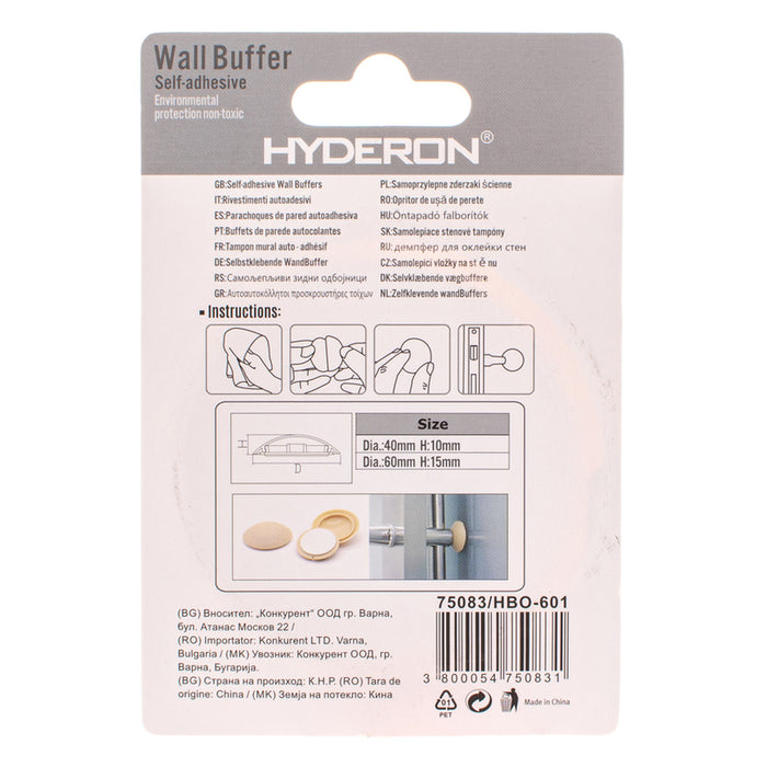 DOOR BUFFER WHITE 60 MM 1 PIECE HYDERON HBO-601