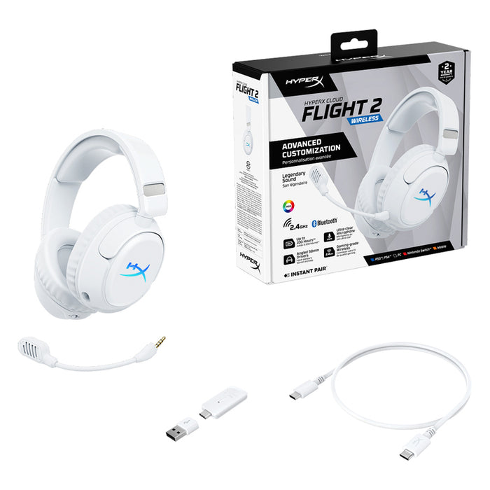 Headphones HYPERX CLOUD FLIGHT 2 WHITE B5VC5AA Customizable RGB