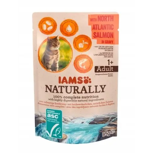 IAMS Naturally Adult with North Atlantic salmon in gravy - wet cat food - 85g - Wet foodDLK-KAM<<<For