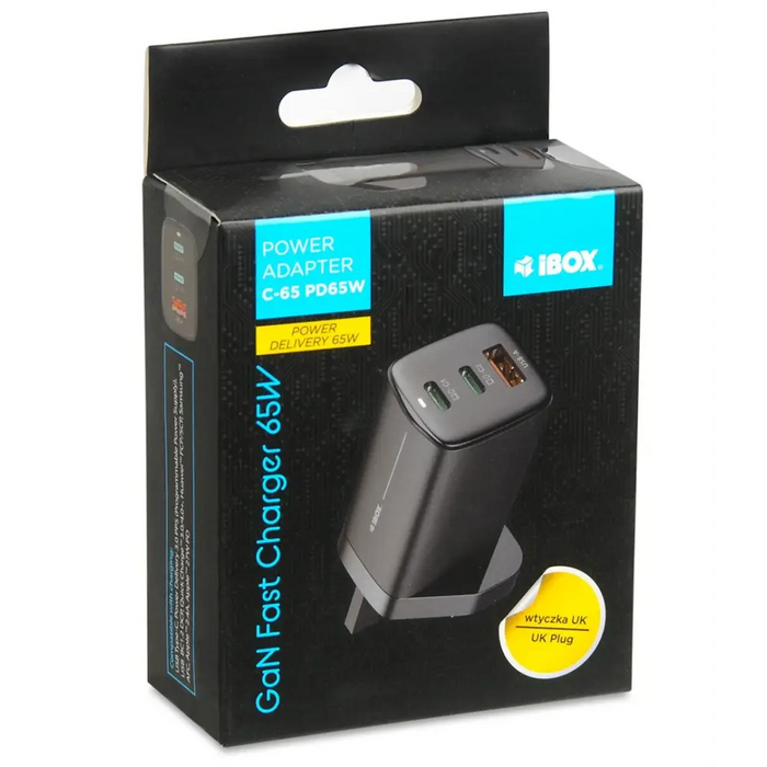 iBOX C-65 Black GaN 65W universal charger UK plug - ChargersLAD-SIC<<<Power supplies for phonesLAD<<<ActionPL