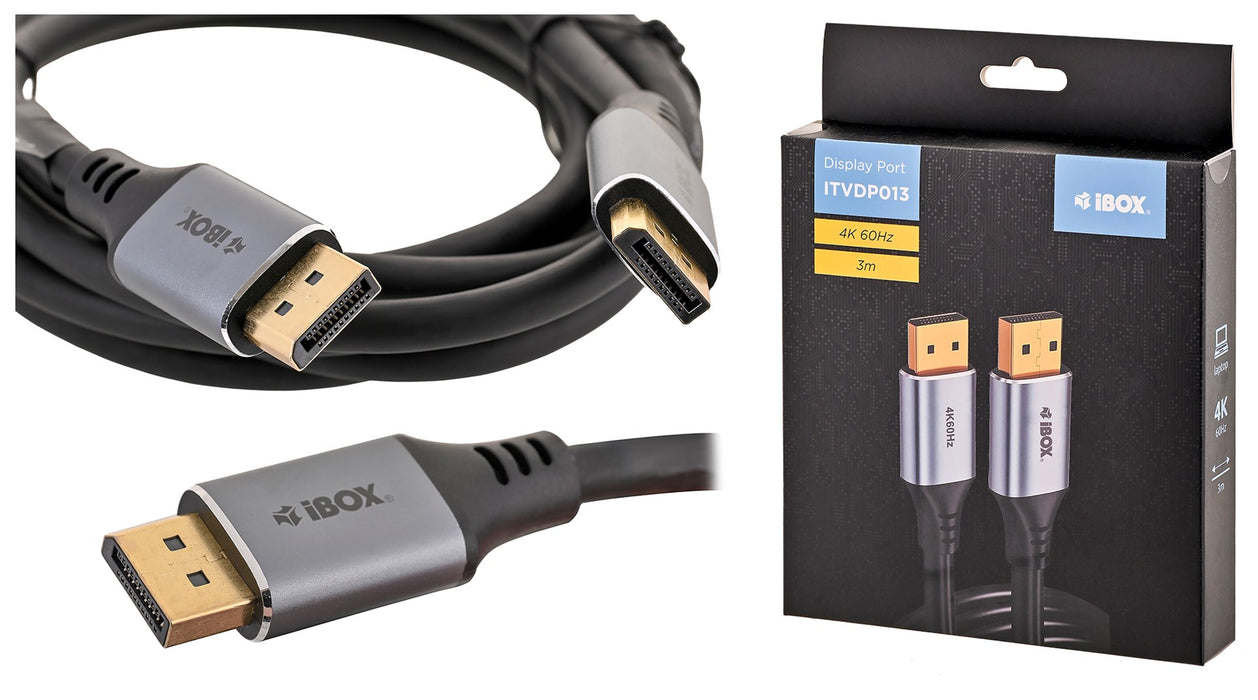 iBox ITVDP013 DisplayPort cable 4K 60Hz gold plug 3 m