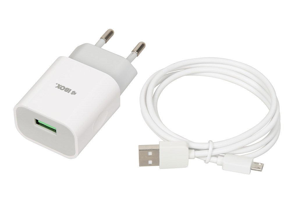 Power charger iBOX C-41 USB 2A, 1 USB port, microUSB cable, White