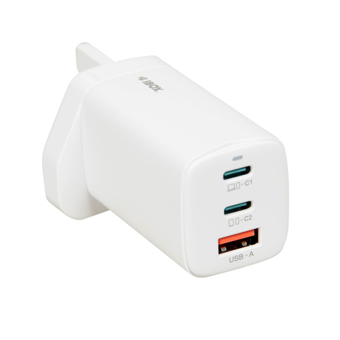 iBOX C-65 White, GaN 65W universal charger UK plug