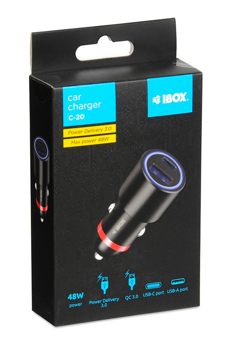 iBox ICC20 mobile device charger Smartphone, Smartwatch, Tablet Black Cigar lighter Fast charging Auto