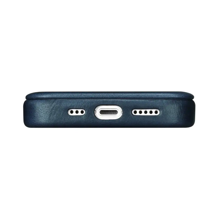 iCarer CE Oil Wax Premium Leather Folio Case iPhone 14 magnetic flip case MagSafe blue (AKI14220705-BU) - Cell phone