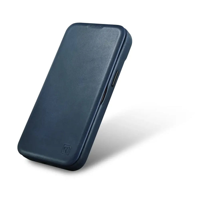 iCarer CE Oil Wax Premium Leather Folio Case iPhone 14 magnetic flip case MagSafe blue (AKI14220705-BU) - Cell phone