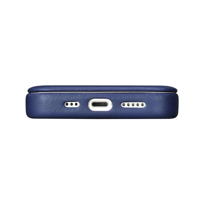 iCarer CE Premium Leather Folio Case iPhone 14 Pro Max Magnetic Flip Leather Folio Case MagSafe Blue (WMI14220716-BU)