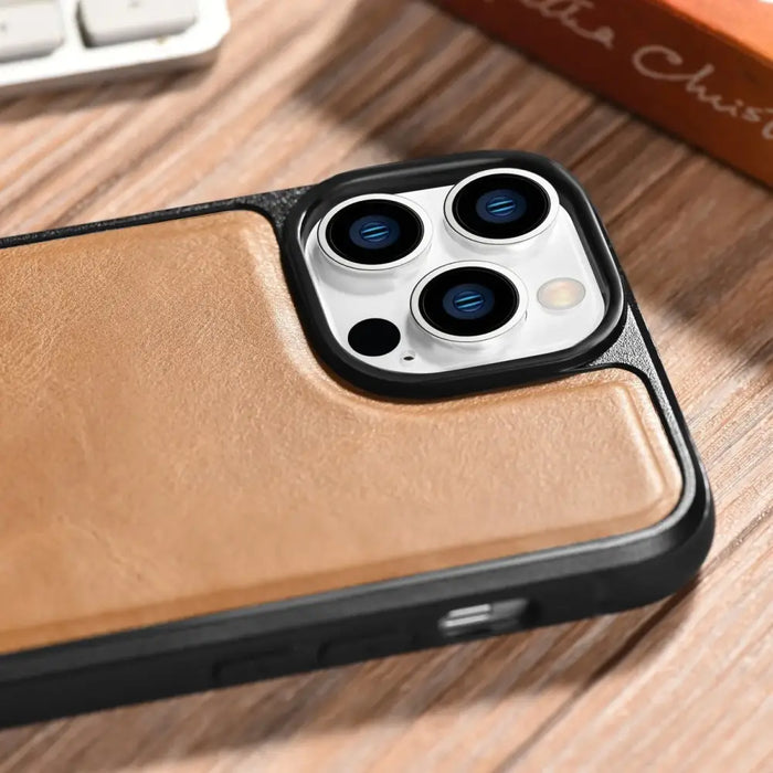 iCarer Leather Oil Wax case for iPhone 14 Pro Max leather cover brown (WMI14220720-TN) - Cell phone cases