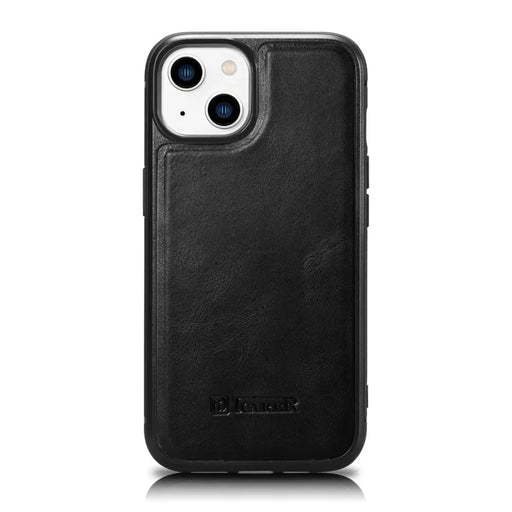 iCarer Leather Oil Wax Genuine Leather Case for iPhone 14 (MagSafe Compatible) Black (WMI14220717-BK) - Cell phone