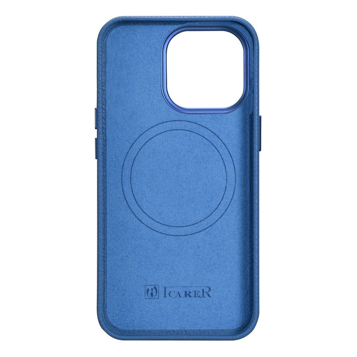 iCarer Litchi Premium Leather Case iPhone 14 Pro Magnetic Leather Case with MagSafe Light Blue (WMI14220710-LB) - Cell