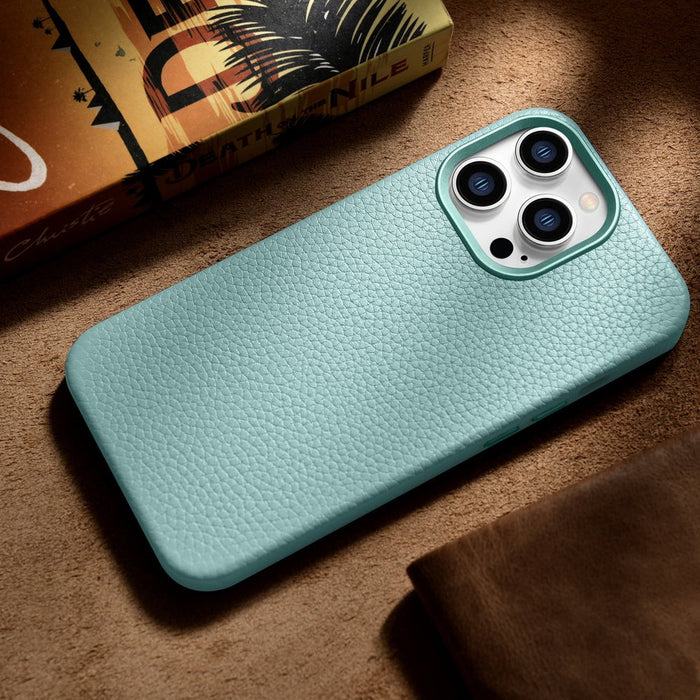 iCarer Litchi Premium Leather Case iPhone 14 Pro Magnetic Leather Case with MagSafe Green (WMI14220710-GN) - Cell phone