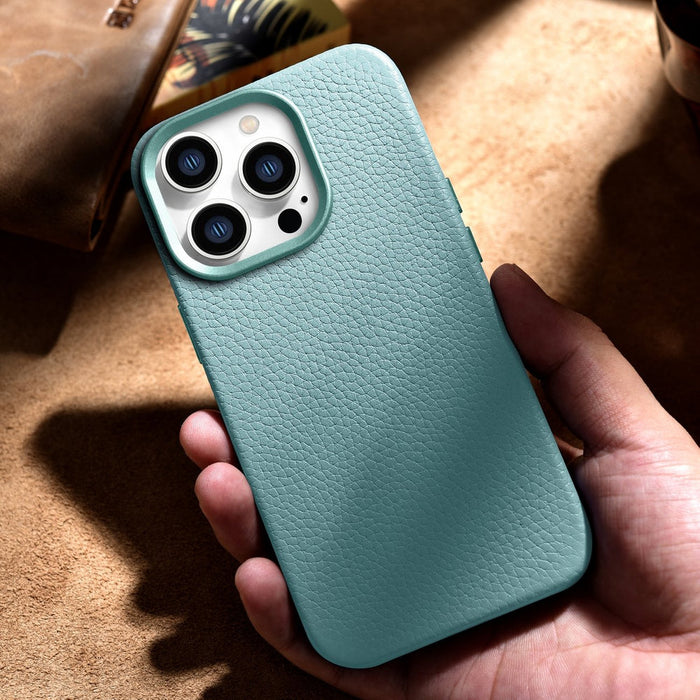 iCarer Litchi Premium Leather Case iPhone 14 Pro Magnetic Leather Case with MagSafe Green (WMI14220710-GN) - Cell phone