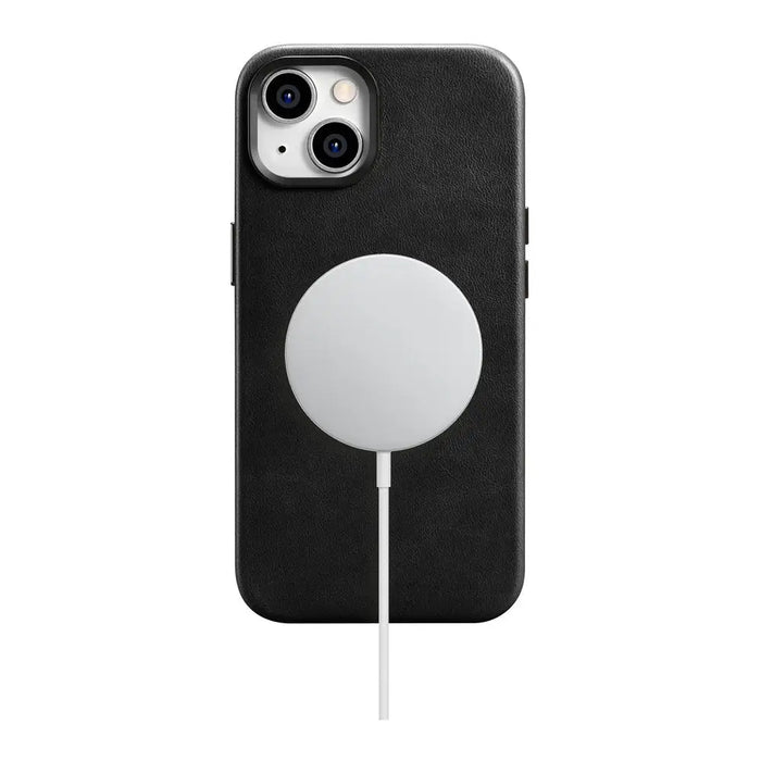 iCarer Oil Wax Premium Leather Case iPhone 14 Magnetic Leather Case with MagSafe Black (WMI14220701-BK) - Cell phone