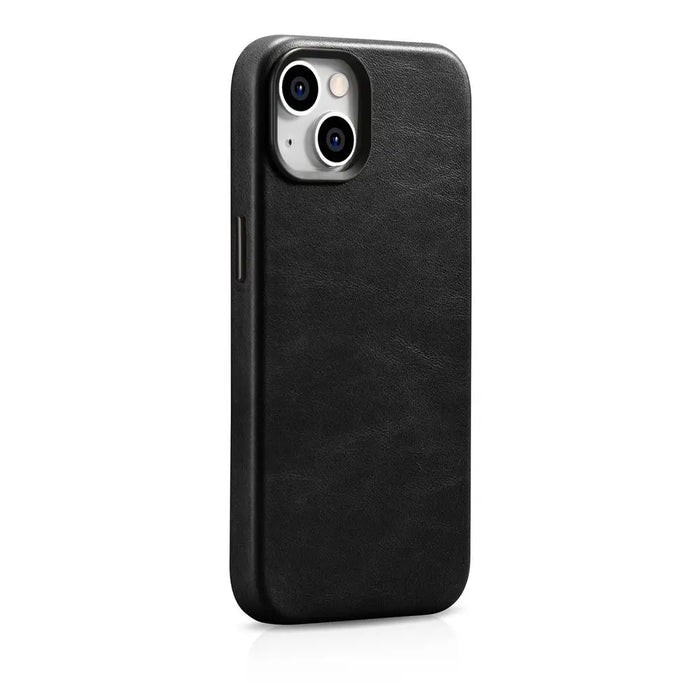 iCarer Oil Wax Premium Leather Case iPhone 14 Magnetic Leather Case with MagSafe Black (WMI14220701-BK) - Cell phone