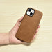 iCarer Oil Wax Premium Leather Case magnetic leather iPhone 14 case with MagSafe brown (WMI14220701-TN) - Cell phone
