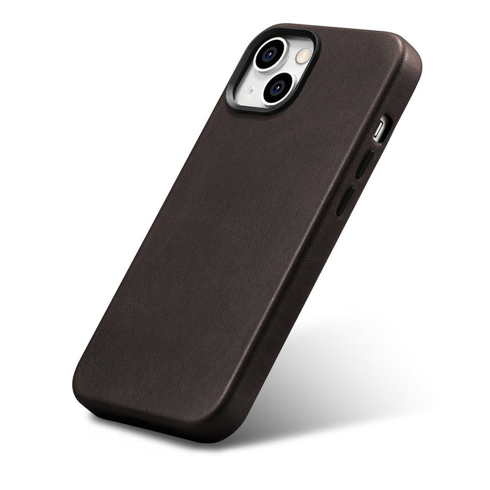 iCarer Oil Wax Premium Leather Case magnetic leather case iPhone 14 with MagSafe brown (WMI14220701-BN) - Cell phone