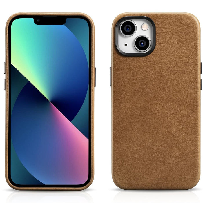 iCarer Oil Wax Premium Leather Case magnetic leather iPhone 14 case with MagSafe brown (WMI14220701-TN) - Cell phone