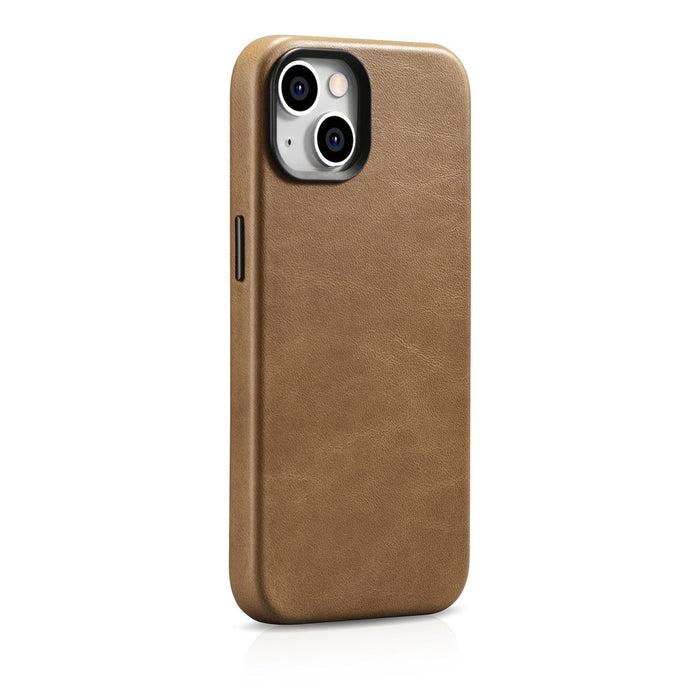 iCarer Oil Wax Premium Leather Case magnetic leather iPhone 14 case with MagSafe brown (WMI14220701-TN) - Cell phone