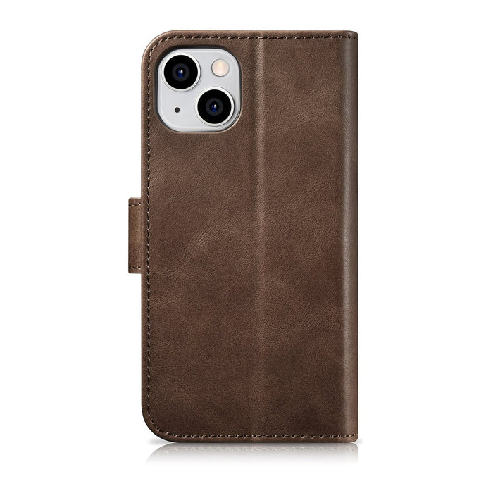 iCarer Oil Wax Wallet Case 2in1 Case iPhone 14 Leather Flip Cover Anti-RFID Brown (WMI14220721-BN) - Cell phone cases