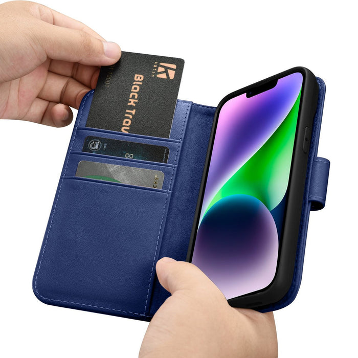 iCarer Wallet Case 2in1 Case iPhone 14 Anti-RFID Leather Flip Case Blue (WMI14220725-BU) - Cell phone cases
