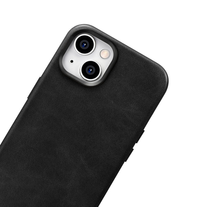 iCarer Oil Wax Premium Leather Case iPhone 14 Plus Magnetic Leather Case with MagSafe Black (WMI14220703-BK)