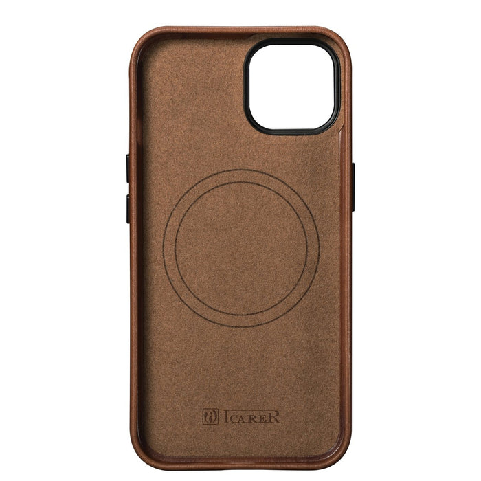 iCarer Oil Wax Premium Leather Case iPhone 14 Plus Magnetic Leather Case with MagSafe Brown (WMI14220703-RB)