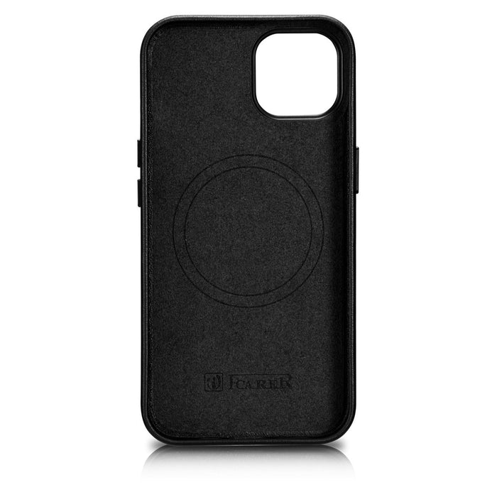 iCarer Case Leather cover for iPhone 14 black (WMI14220705-BK) (MagSafe compatible)