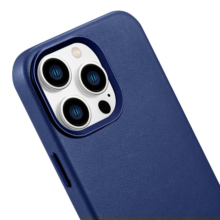 iCarer Case Leather Cover Genuine Leather Case for iPhone 14 Pro Max blue (WMI14220708-BU) (MagSafe compatible)