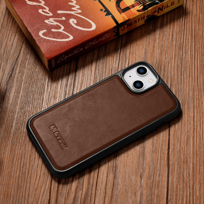 iCarer Leather Oil Wax Genuine Leather Case for iPhone 14 Plus (MagSafe Compatible) Brown (WMI14220719-BN)