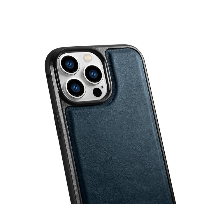 iCarer Leather Oil Wax case for iPhone 14 Pro Max leather case blue (WMI14220720-BU)